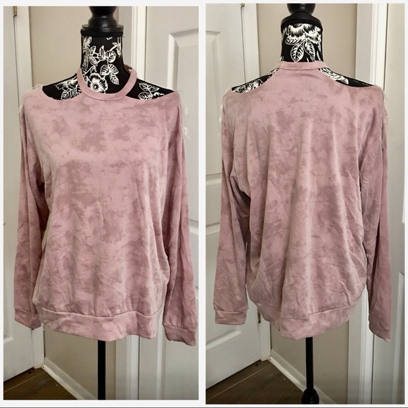 πHPπMauve Cold Shoulder Tie Dye Sweatshirt - Picture 3 of 5